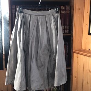 Grey pleated a- line skirt